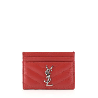 Saint Laurent Classic Monogram Card Holder Matelasse Chevron Leather