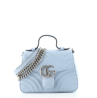 Gucci GG Marmont Top Handle Flap Bag Matelasse Leather Mini