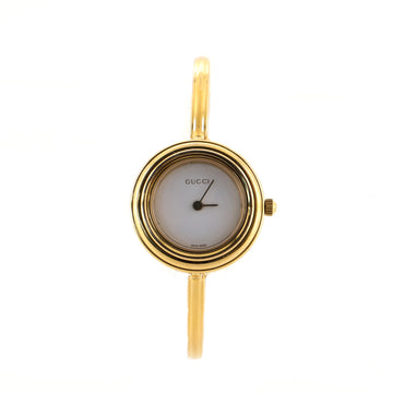 Gucci 1100 Interchangeable Bezel Bangle Quartz Watch Plated Metal with Plastic 26