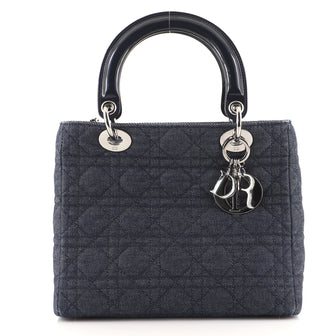 Christian Dior Vintage Lady Dior Bag Cannage Quilt Denim Medium