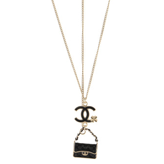 Chanel CC Flap Bag Pendant Long Necklace Metal and Enamel