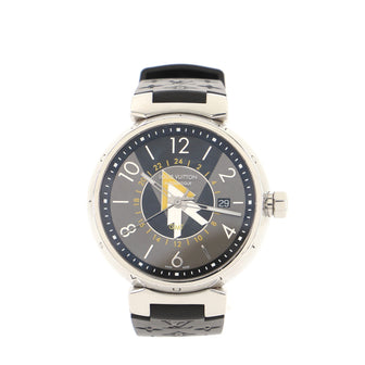 Louis Vuitton Tambour VVV GMT Automatic Watch Stainless Steel and Monogram Rubber 41