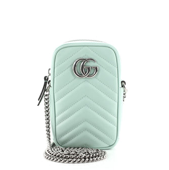 Gucci GG Marmont Vertical Phone Crossbody Bag Matelasse Leather Mini