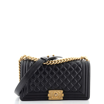 Chanel Boy Flap Bag Quilted Lambskin Old Medium