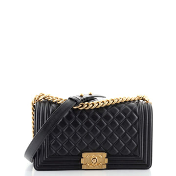 Chanel Boy Flap Bag Quilted Lambskin Old Medium