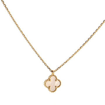 Van Cleef & Arpels Sweet Alhambra Pendant Necklace 18K Yellow Gold and Mother of Pearl