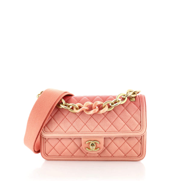 Sunset On The Sea Flap Bag Quilted Caviar Medium