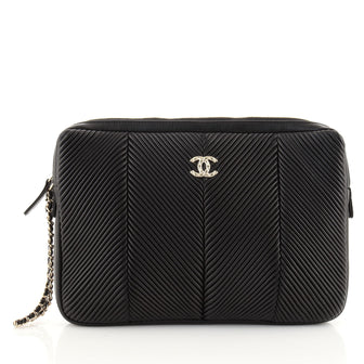 Chanel Clutch with Wristlet Chevron Lambskin Large