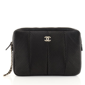 Chanel Clutch with Wristlet Chevron Lambskin Large
