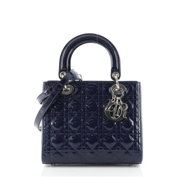 Christian Dior Lady Dior Bag Cannage Quilt Patent Medium