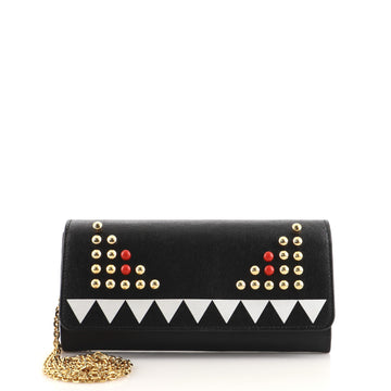Fendi Monster Continental Wallet on Chain Studded Leather
