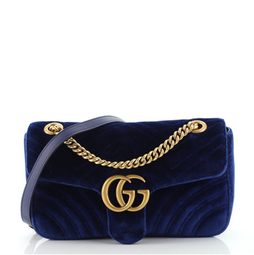 Gucci GG Marmont Flap Bag Matelasse Velvet Small