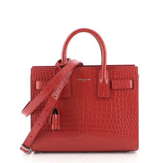 Saint Laurent Sac de Jour NM Bag Crocodile Embossed Leather Nano