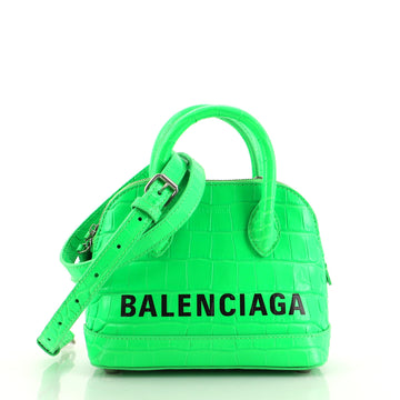 Balenciaga Logo Ville Bag Crocodile Embossed Leather XXS