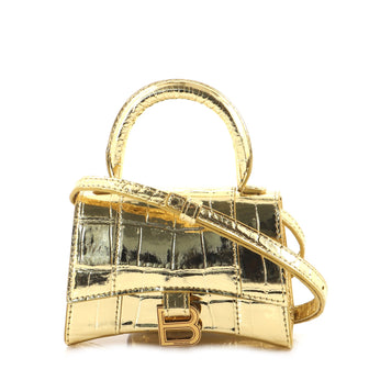 Balenciaga Hourglass Mini Embossed Leather Top Handle Bag In Gold/gold |  ModeSens