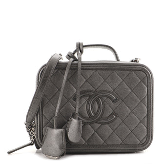 Chanel Filigree Vanity Case Quilted Caviar Medium