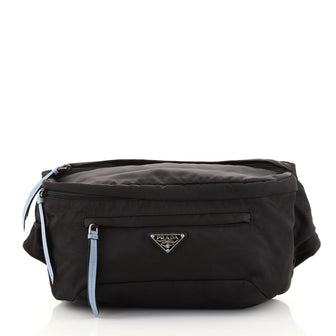 Prada Zip Pocket Waist Bag Tessuto with Studded Leather Medium