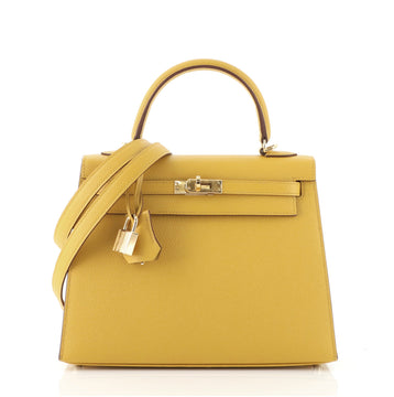 Hermes Kelly Handbag Yellow Epsom with Gold Hardware 25