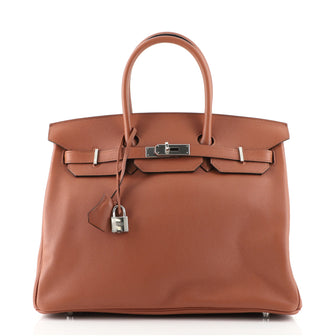 Hermes Birkin Handbag Brown Novillo with Gold Hardware 35