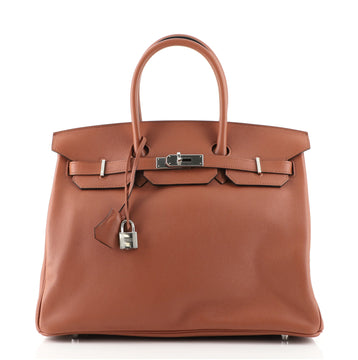 Hermes Birkin Handbag Brown Novillo with Gold Hardware 35