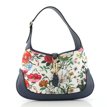 Gucci Jackie Hobo Flora Canvas with Leather Medium