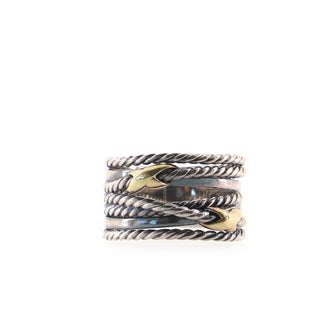 David Yurman Double X Crossover Ring Sterling Silver with 18K Yellow Gold