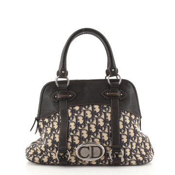 Christian Dior Vintage Dome Zip Satchel Diorissimo Canvas and Leather Large