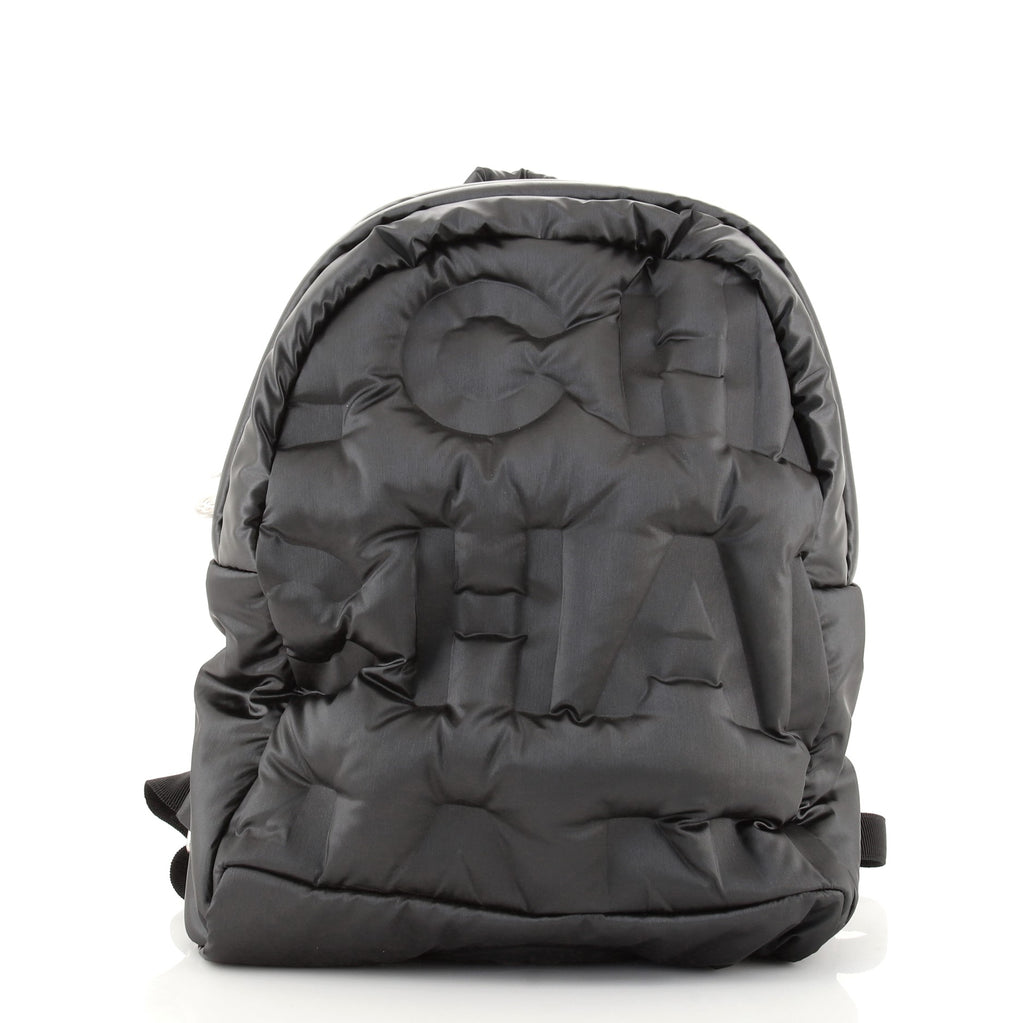 Chanel Doudoune Backpack Embossed Nylon Medium Black 819324 display picture 3