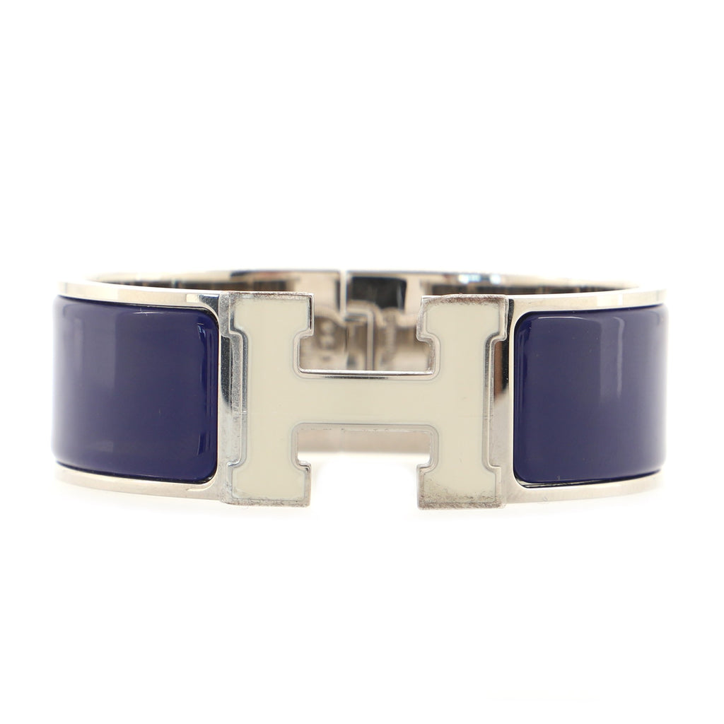 Hermes Clic Clac H Bracelet Enamel Wide Blue 819327