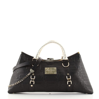Versace Snap Out Of It Convertible Frame Top Handle Bag Matelasse Leather