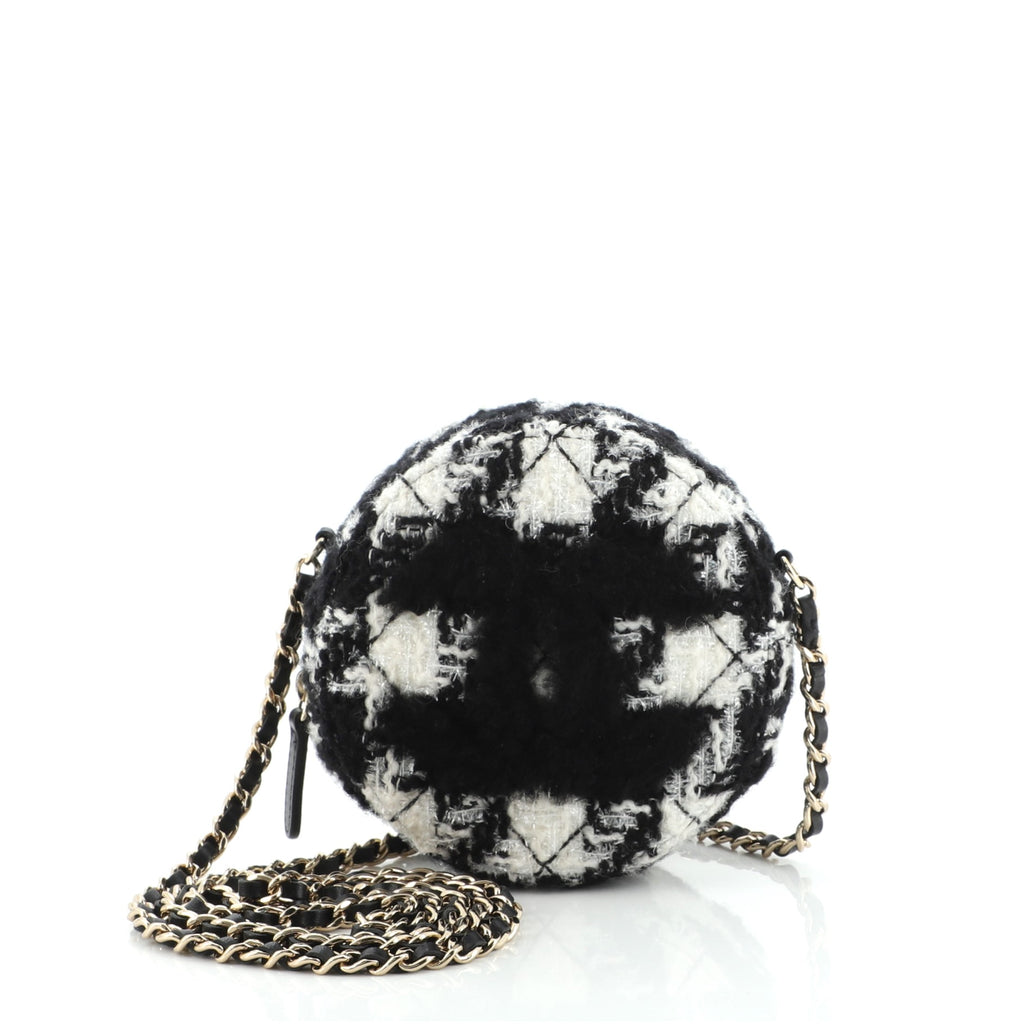 Chanel Round Clutch with Chain Sequins Gray 20823121