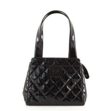 Chanel Vintage Slit Pocket Shoulder Bag Quilted Patent Small