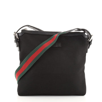 Gucci Web Strap Flat Messenger Bag Techno Canvas Medium