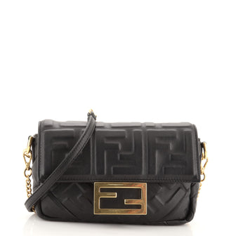 Fendi Baguette NM Bag Zucca Embossed Leather Mini
