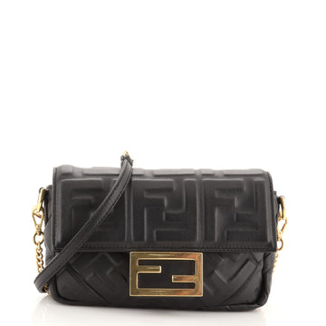 Fendi Baguette NM Bag Zucca Embossed Leather Mini