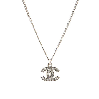 Chanel CC Long Pendant Necklace Crystal Embellished Metal