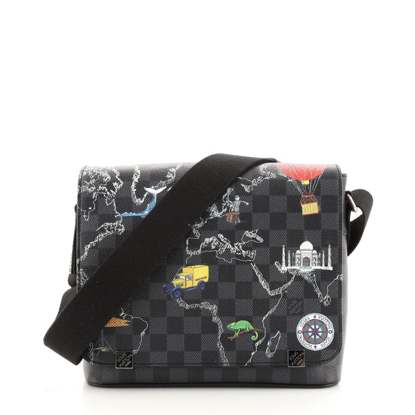 Louis Vuitton Danube Slim Bag Limited Edition Renaissance Map Damier Graphite PM Black