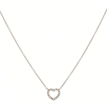 Tiffany & Co. Metro Heart Pendant Necklace 18K White Gold and Diamonds Mini