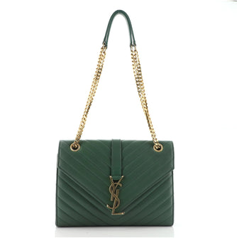 Saint Laurent Classic Monogram Envelope Satchel Matelasse Chevron Leather Medium