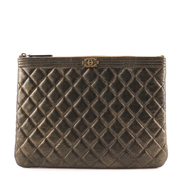 Chanel Boy O Case Clutch Quilted Calfskin Medium