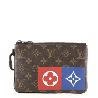 Louis Vuitton Zipped Pouch Limited Edition Logo Story Monogram Canvas MM