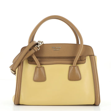 Prada Cuir Frame Convertible Tote City Calf with Saffiano Small