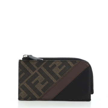Fendi Zip Around Coin Case Zucca Coated Canvas and Leather