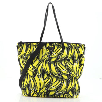 Prada Convertible Tote Printed Tessuto Large