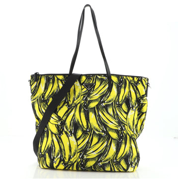 Prada Convertible Tote Printed Tessuto Large