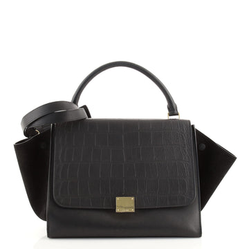 Celine Trapeze Bag Crocodile Embossed Leather Medium
