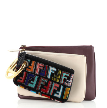 Fendi Triplette Pouch Set Calfskin with Zucca Velvet