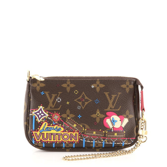 Louis Vuitton Pochette Accessoires Limited Edition Vivienne Xmas Monogram Canvas Mini