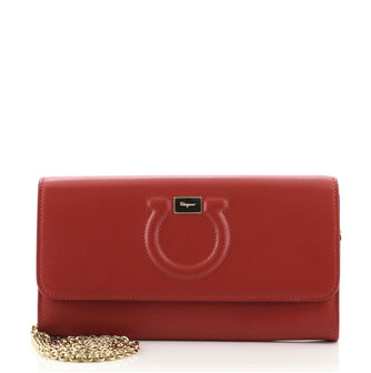 Salvatore Ferragamo Gancini Wallet on Chain Leather