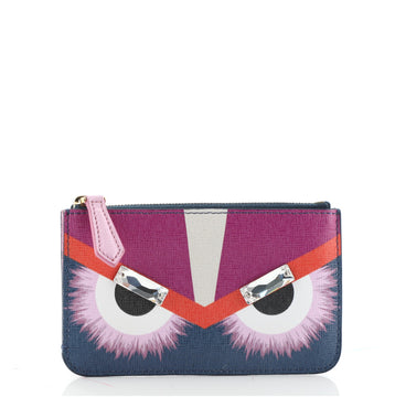 Fendi Monster Key Pouch Charm Leather with Crystals